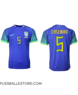Günstige Brasilien Casemiro #5 Auswärtstrikot WM 2022 Kurzarm